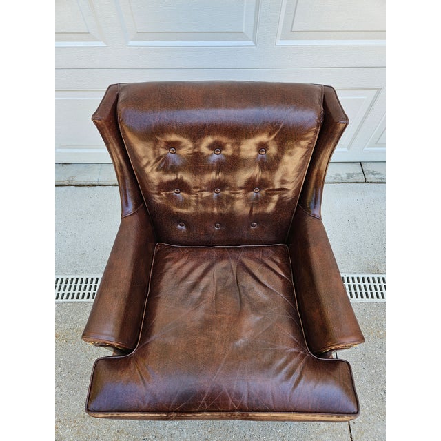 Hancock & Moore Chocolate Brown Tufted Leather Lounge Chair For Sale - Image 9 of 12