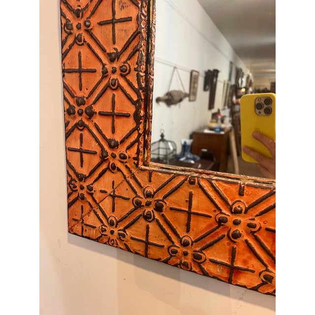 2020s Ogt Recycled Antique Tin Ceiling Mirror For Sale - Image 5 of 8