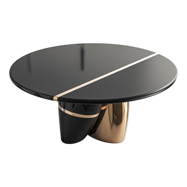 "Populaire" Round Table With Bronze and Stainless Steel, Handmade For Sale - Image 4 of 7