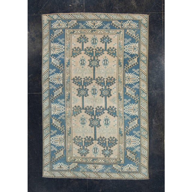 Baby Blue Turkish Vintage Anatolian Rug 4'1" x 6'4" #17948 For Sale - Image 8 of 8