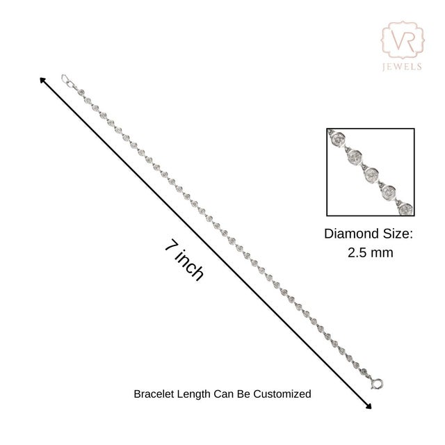 White VRJewels Contemporary 3.63 Ct Round Cut Diamond Tennis Bracelet 14k White Gold For Sale - Image 8 of 13