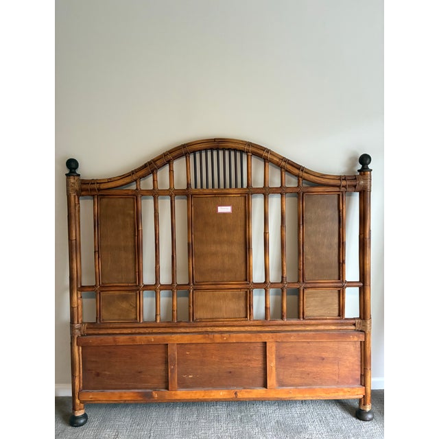 Wood Late 20th Century Milling Road by Baker British Colonial Bamboo Queen Bed Frame For Sale - Image 7 of 12