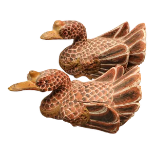 Early 20th Century Indonesian Carved Ducks- Set of 2
