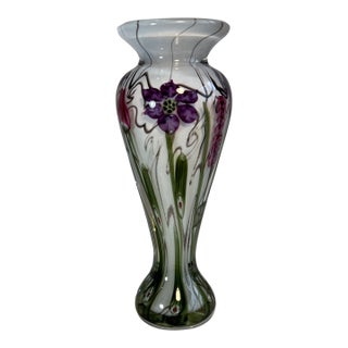 Signed Vandermark-Merritt-Smarr Glass Sv02w 7/100 Numbered Art Glass Floral Cased Art Glass Vase For Sale