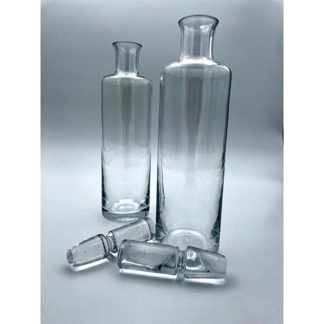 Mid-Century Modern Vintage Krosno Poland Decanters With Hand Blown Bubble Stoppers For Sale - Image 3 of 8