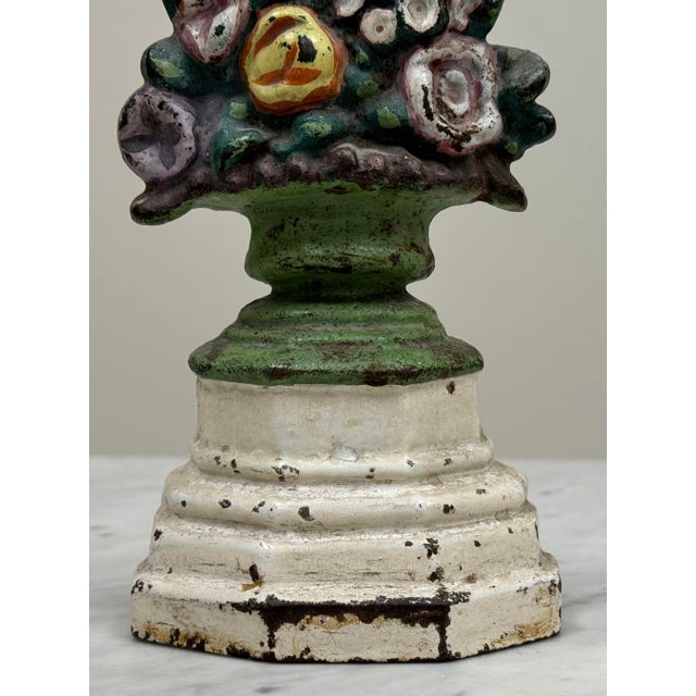 Antique Petite Floral Basket Cast Iron Doorstop For Sale In Kansas City - Image 6 of 6
