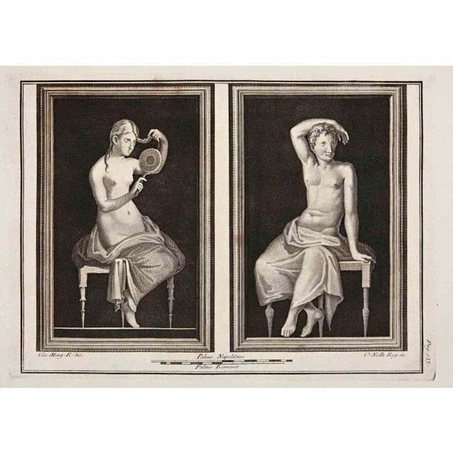 Ancient roman fresco from the series "antiquities of herculaneum", is an etching on paper realized by giovanni morghen in...