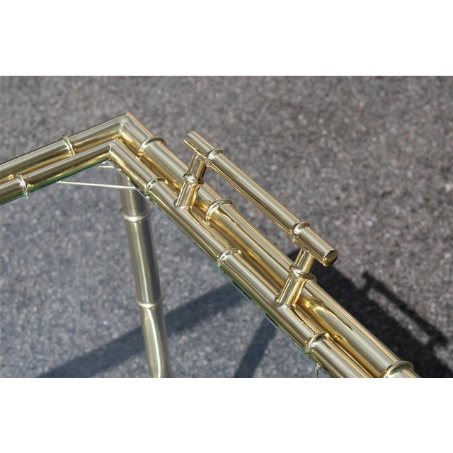 Brass and Bamboo Cane-Shaped Food Trolley, Italy, 1970s For Sale - Image 6 of 13