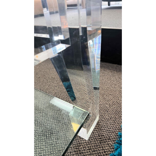 Two-Tier Lucite and Glass Coffee Table For Sale - Image 9 of 14