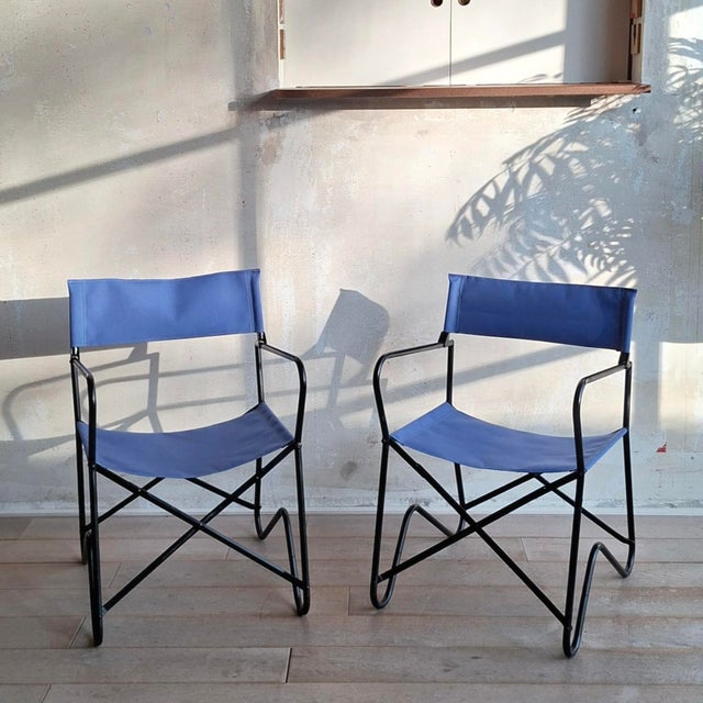 These folding chairs were likely produced in France. Reminiscent of designs by the famous French designer Jacques Hitier...