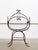 Artisan made mid century Spanish style iron savonarola chair. Throne like silhouette with whimsical details.