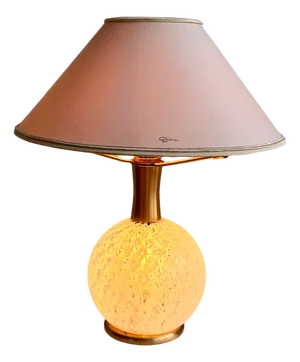 Murano Glass Table Lamp with Brass Base and Empire Shade by La Murrina, 1970s