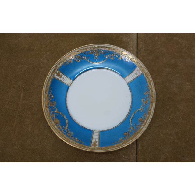 Antique Noritake Turquoise Blue & Gold Lidded Sugar Bowl W/ Spoon For Sale - Image 10 of 18