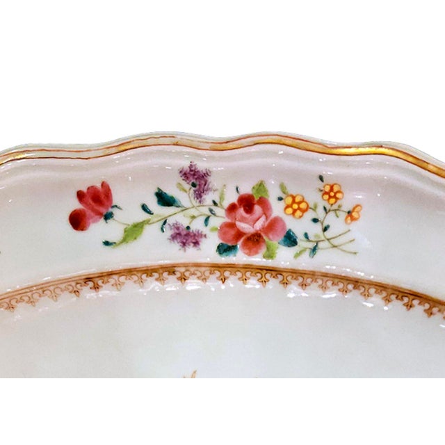 Ceramic Chinese Export Porcelain Armorial Dish Arms of Hugget Quarterly Impaling Randolph For Sale - Image 7 of 9