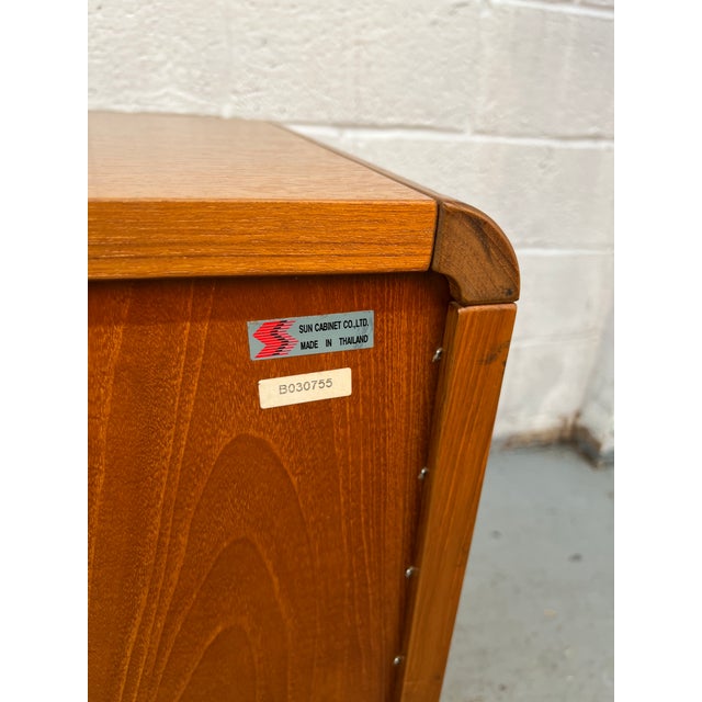 Mid 20th Century Danish Modern Teak Nine-Drawer Lowboy Dresser by Sun Cabinet Co LTD For Sale - Image 16 of 17