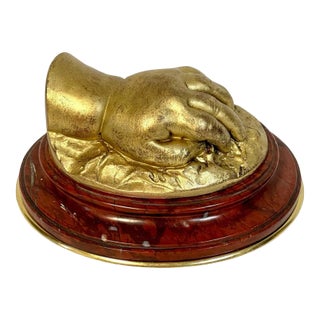 19th C French Gilt Bronze Model of a Resting Hand, Attributed to Barbedienne For Sale