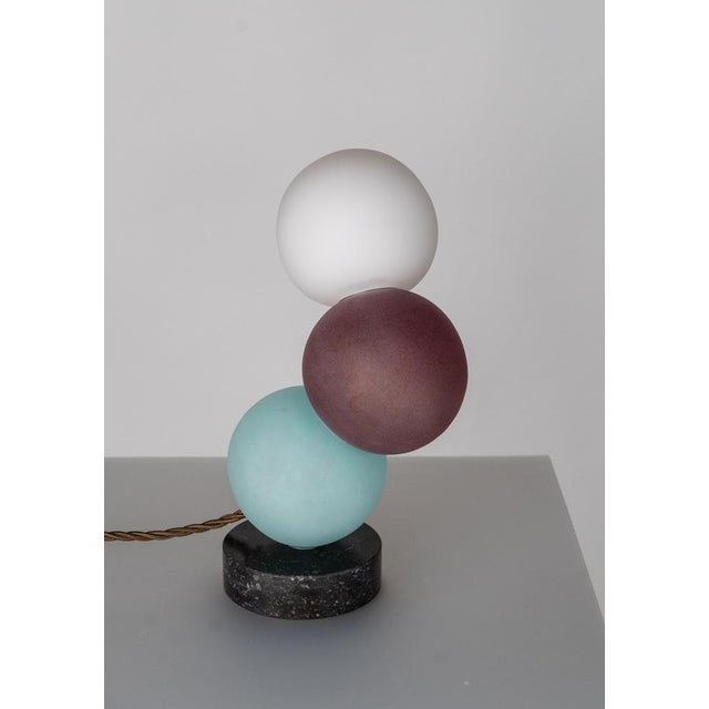 Contemporary Andorra Totemic Black Marble and Multicolor Hand-Blown Glass Table Lamp by ZAVADKSI, 2020 For Sale - Image 3 of 5