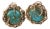 Mid Century 14k gold/Turquoise clip on earrings For Sale