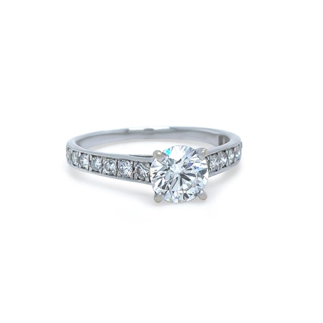 Contemporary Gia 18ct White Gold Diamond Engagement Ring 1.47ct 2.31g, Size 7.25 For Sale - Image 3 of 8