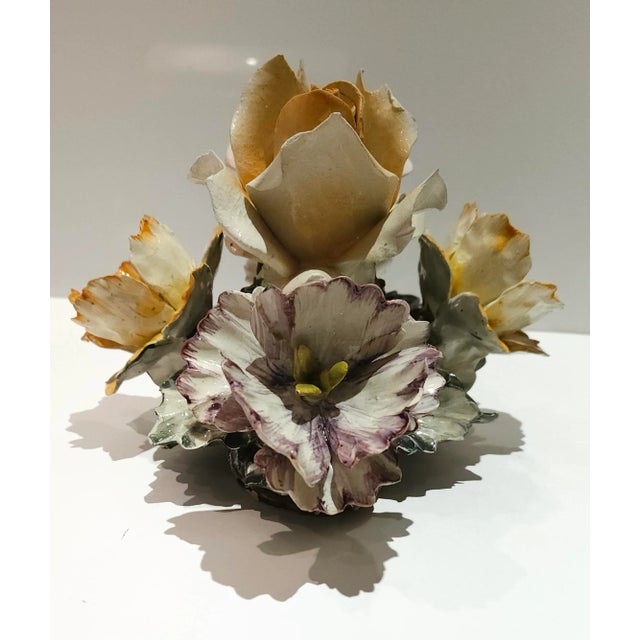 1930s Vintage Centerpiece Capodimonte Porcelain Flower Basket Made in Italy For Sale - Image 4 of 12