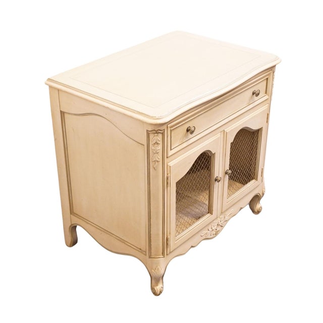 KINDEL FURNITURE Rochelle Collection Cream Pained Country French Provincial 26" Cabinet Nightstand w. Grilled Doors...