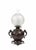 Antique Patinated Bronze Oil Lamp Kerosene Meiji Style Etched Glass Globe Eagle For Sale - Image 4 of 12