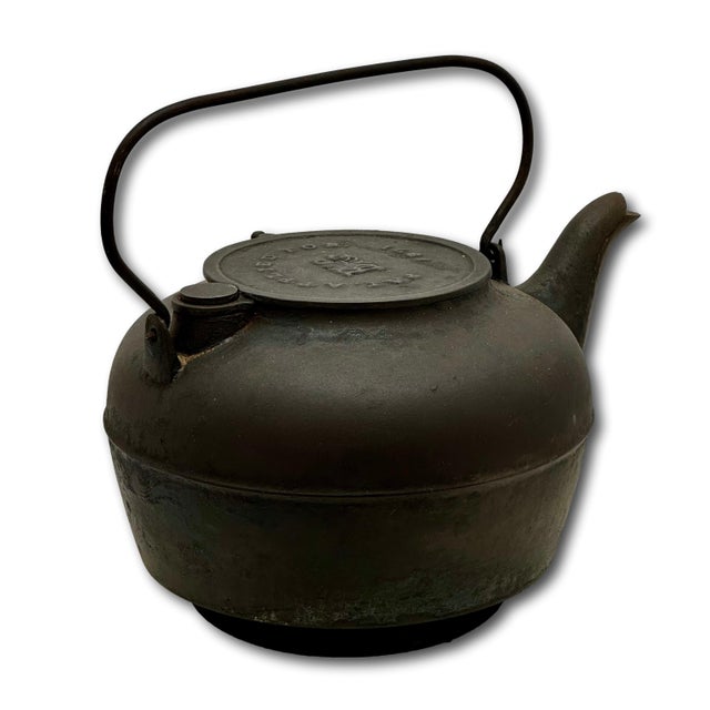 Excellent Large Size Antique Classic American Style Cast Iron Stove Top Kettle With Nice Original Patina - Patent 1871 For Sale - Image 9 of 18