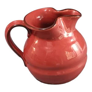 Vintage Italian Hand Painted Red Glazed Terra Cotta Pottery Milk Pitcher Creamer #E1