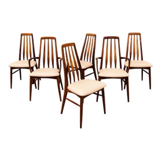 1960s Restored Danish Mid Century Modern Rosewood "Eva" Dining Chairs by Niels Koefoed For Sale
