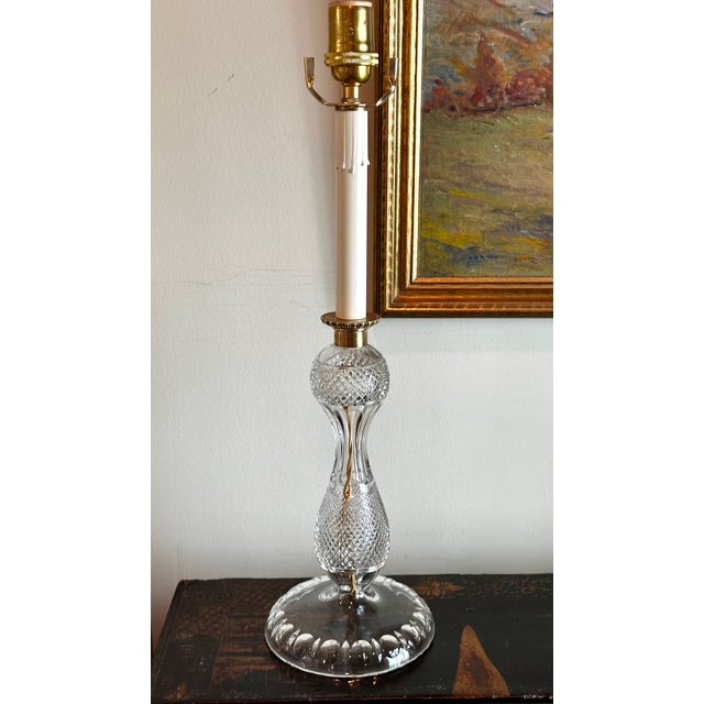 Early 20th Century Wheel Cut Glass Candlestick Lamps - a Pair For Sale - Image 4 of 18