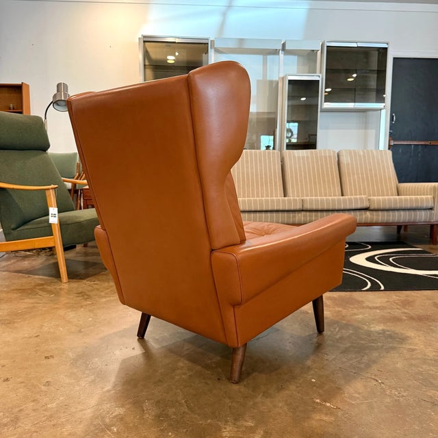 Mid 20th Century Danish Leather Lounge Chair Attributed Svend Skipper For Sale - Image 6 of 6