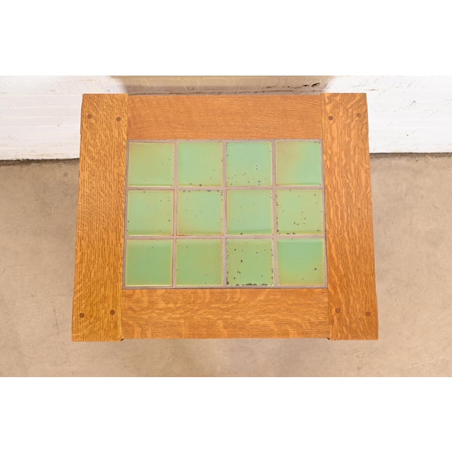 Stickley Mission Oak Arts & Crafts Tile Top Occasional Side Table For Sale In South Bend - Image 6 of 12