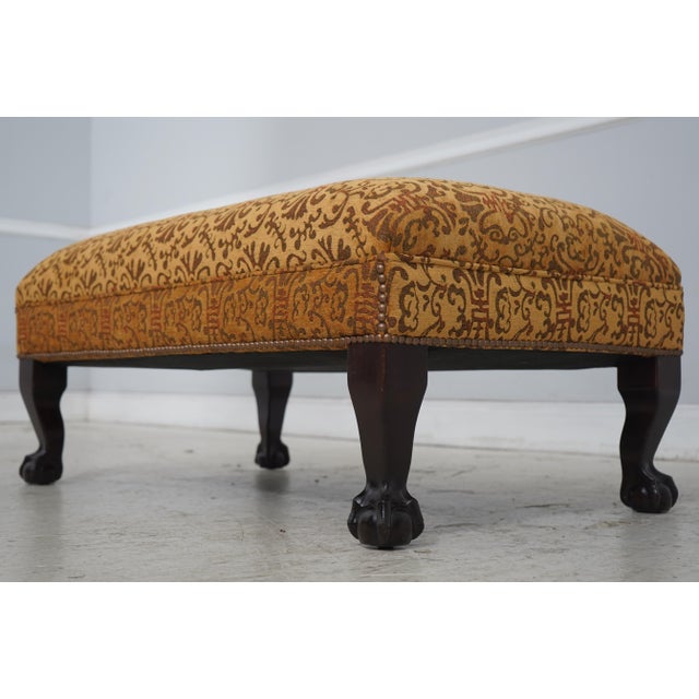 Traditional Ball & Claw Mahogany Newly Upholstered Stool or Ottoman For Sale - Image 3 of 12