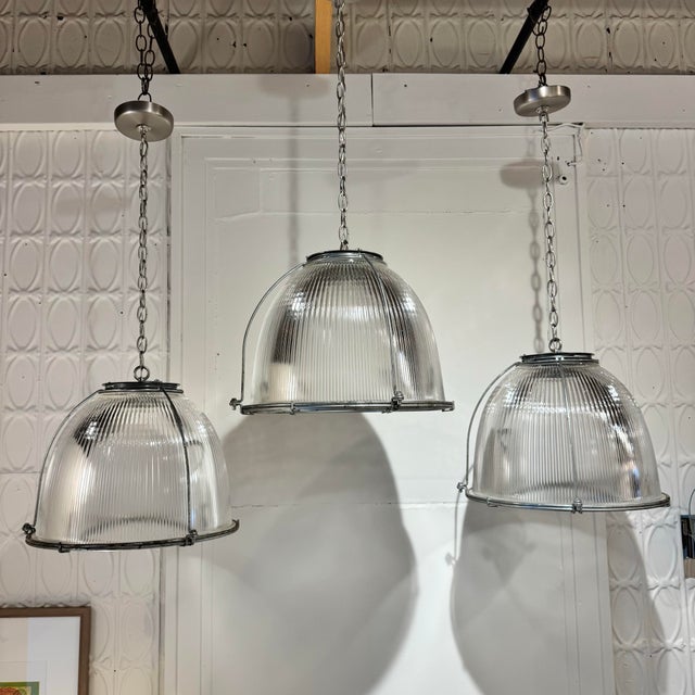 Quality Vintage Halophane Shades with new hardware, wiring and porcelain socket. 17” max width 35.25 max height 1 E26 socket