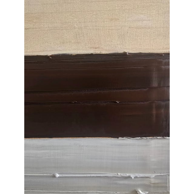 24" X 29" - Abstract Minimalist Landscape Oil Painting by Diane Grant / Neutral Color Palette / Color Field / Seascape For Sale - Image 6 of 10