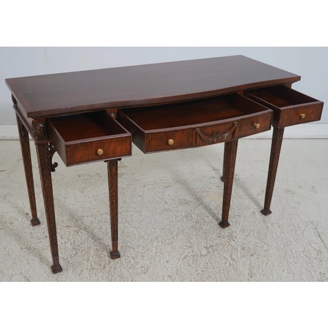 Chippendale Maitland Smith Chippendale Style 3 Drawer Mahogany Server Console For Sale - Image 3 of 18