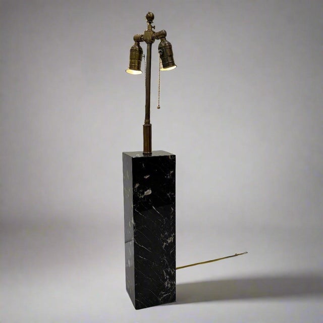 Mid-Century Modern Von Nessen Modernist Marble Column Table Lamp USA 1950 For Sale - Image 3 of 5