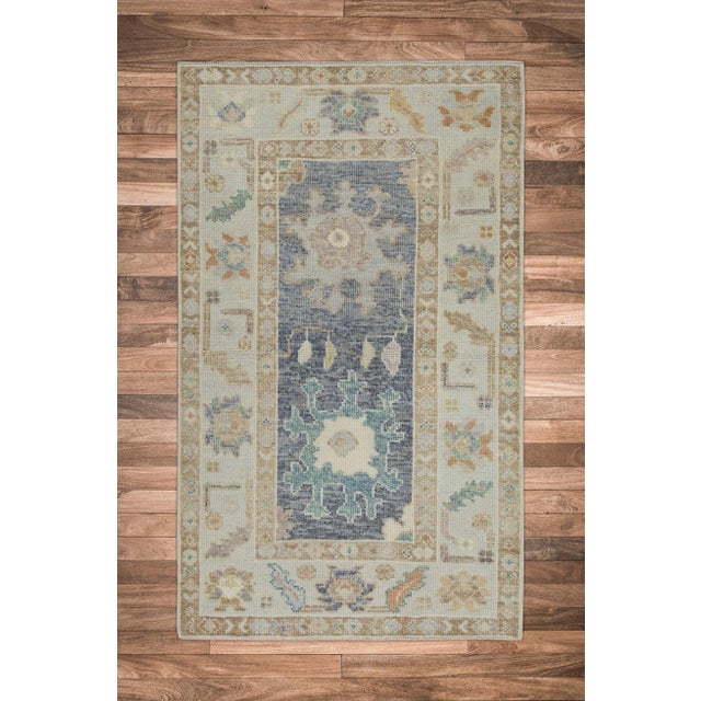 Gray Multicolor Handwoven Turkish Oushak Rug 2'11" X 4'8" For Sale In Houston - Image 6 of 6