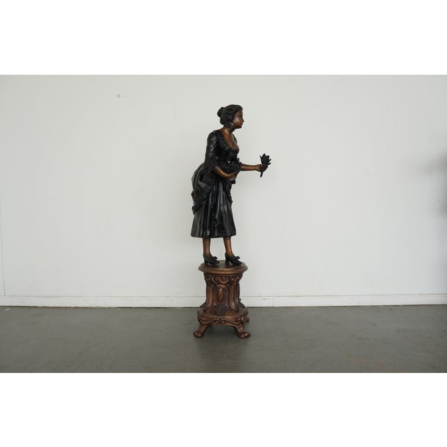 Metal Vintage Bronze Figural Statues (Set of 2) For Sale - Image 7 of 15