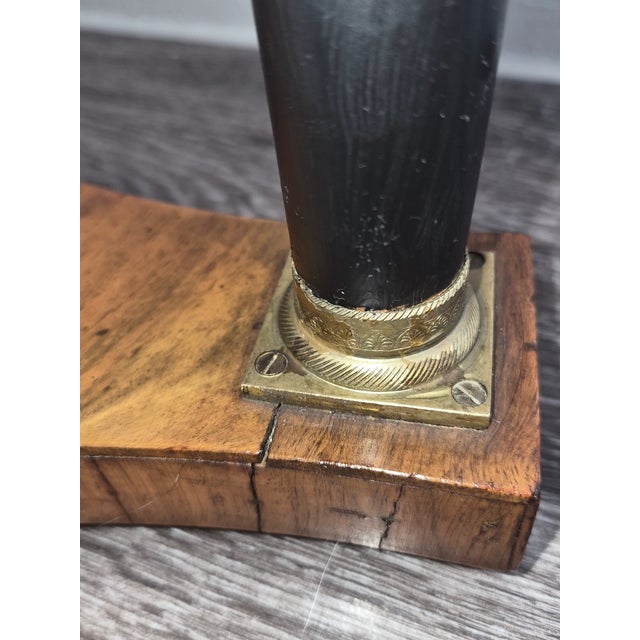 Brown Petite French Empire Style Walnut Side Table With Ebonized Columns For Sale - Image 8 of 13