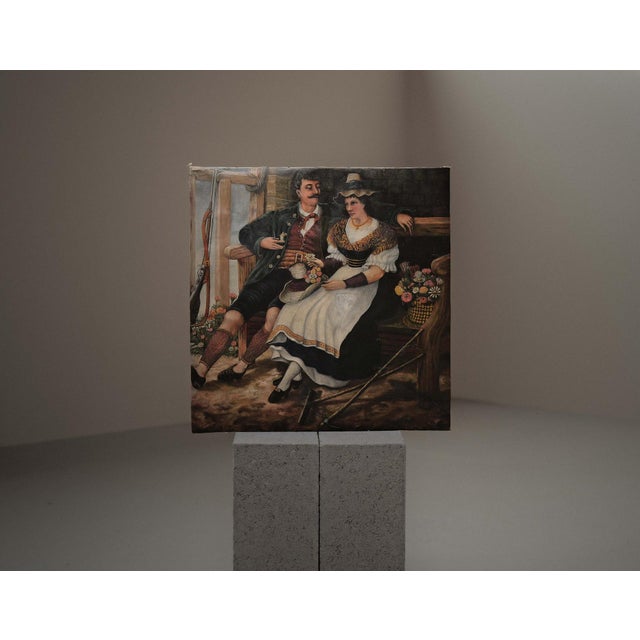 Unknown, Bavarian Couple, 1880, Oil on Canvas For Sale - Image 16 of 16