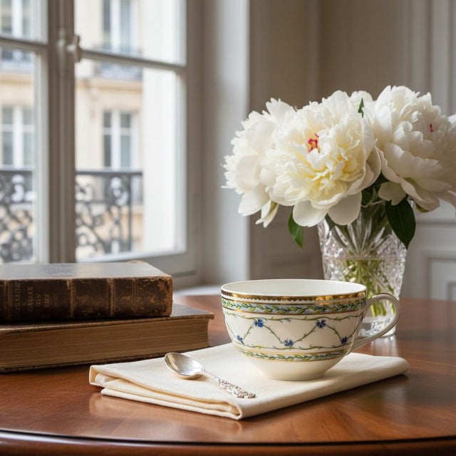 Blue Raynaud Limoges Allee Royale Teacup-France-Fine Porcelain-Gold-Blue Floral-China For Sale - Image 8 of 11