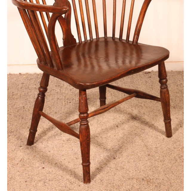 Wood 18th Century Windsor Armchair in Yew and Ash Wood For Sale - Image 7 of 12
