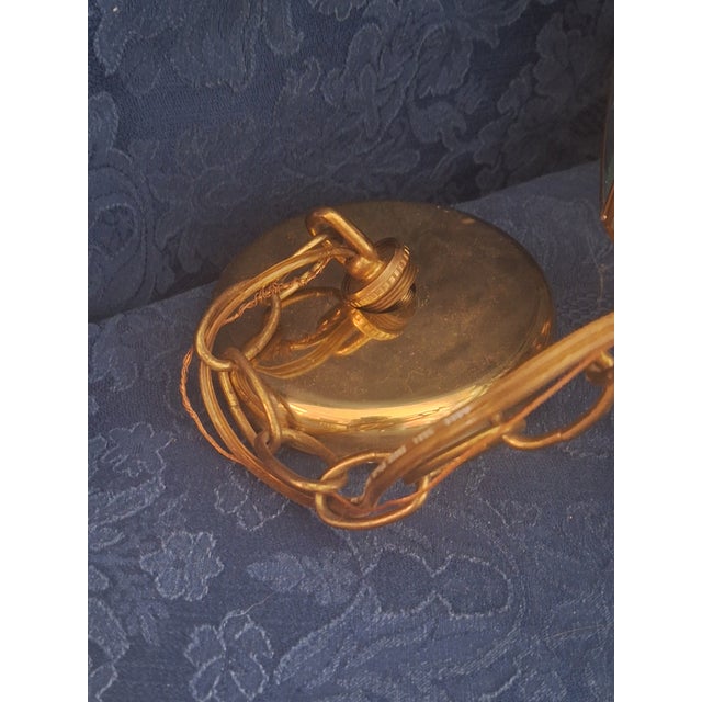 Hollywood Regency Vintage Brass and Beveled Glass Octagonal Lantern Chandelier For Sale - Image 3 of 4