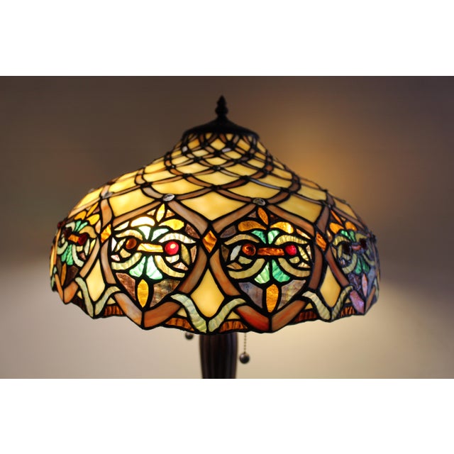 Wonderful Art Nouveau Tiffany-Style Lead Shade Lamp For Sale - Image 13 of 16