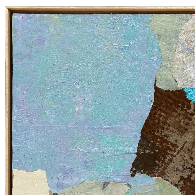 Various Artists Contemporary Abstract "Blue Stream" Layered Paper Collage, Framed For Sale - Image 4 of 6