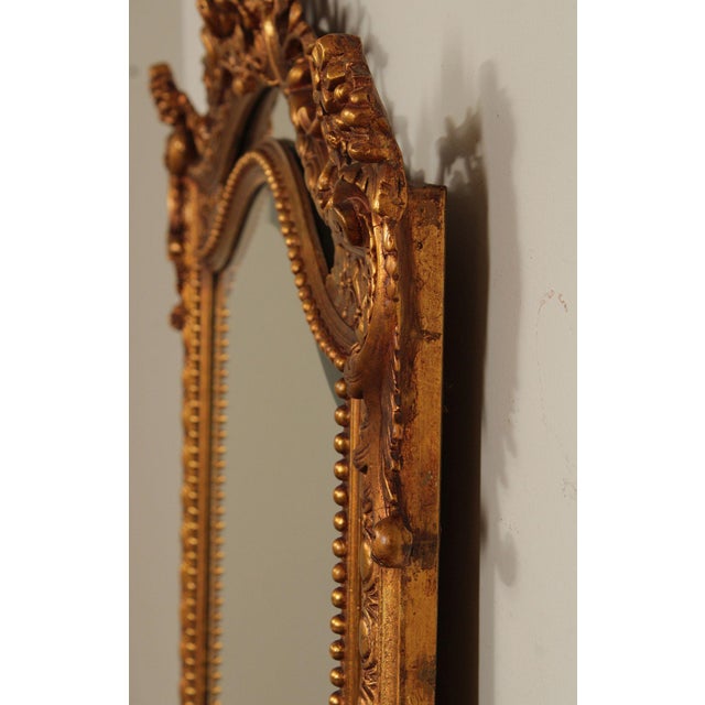 Wood Mid 20th Century Large Ornately Gilt Carved Wall Mirror For Sale - Image 7 of 18
