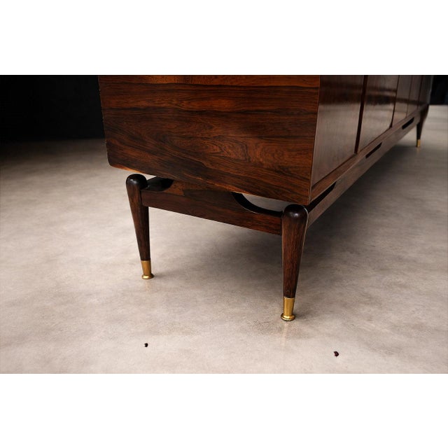 Brown Giuseppe Scapinelli Rosewood Credenza With Brass Sabots, Brazil, 1950s For Sale - Image 8 of 15