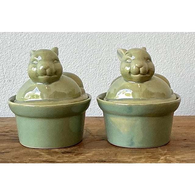 Vintage Boho Petite Bunny Lidded Casserole Dishes - A Pair For Sale - Image 12 of 12