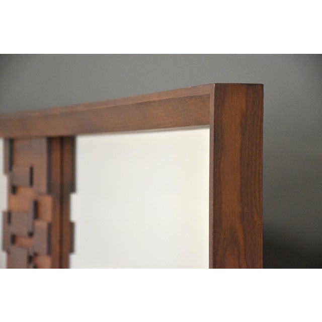 Mid-Century Modern 1970s Brutalist MCM Walnut Mirror For Sale - Image 3 of 7